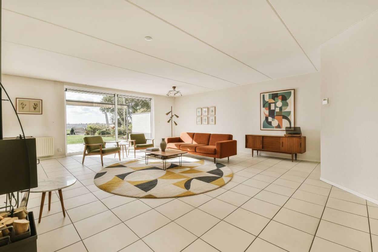 Staged room with furniture